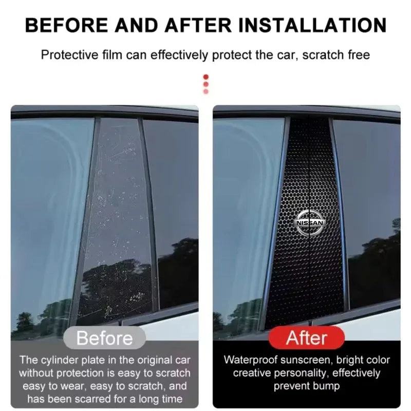 Car Stickers B-Pillar Center Column Decoration Cover PET Decals Auto Accessorie For Nissan Qashqai Juke Pulsar Sentra Altima Pat