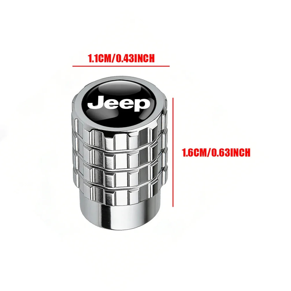 4Pcs Car Emblem Valve Cap Wheel Valves Dust Cover Tire Accessories For Jeep Wrangler Renegade Compass Gladiator Cherokee JL JK