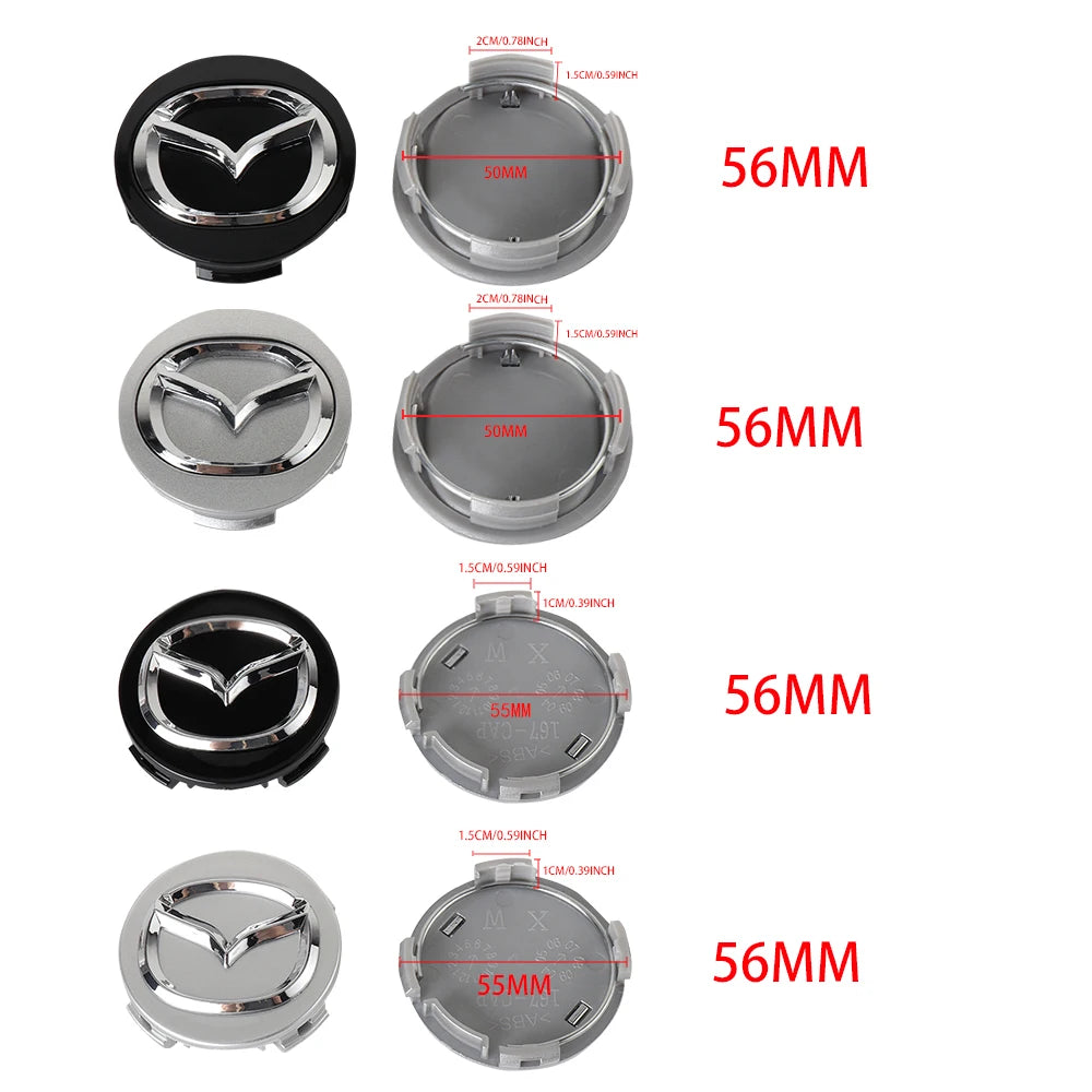 4pcs 56mm Car styling Wheel Center Hub Caps Rim Caps Covers Emblem For Mazda 2 3 5 6 Axela Atenza Speed 6 CX-3 CX-4 CX 5 CX-7