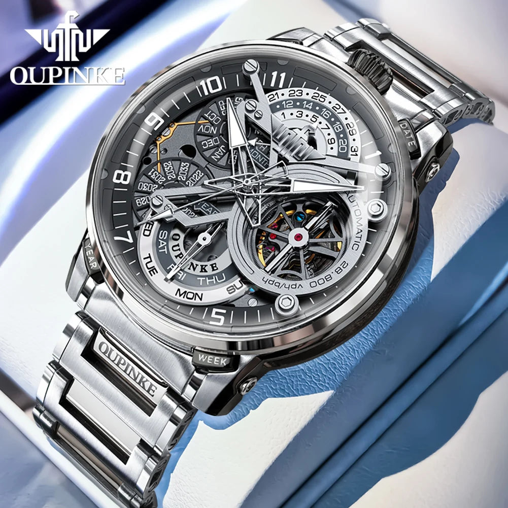 OUPINKE 3278 relojes automáticos para hombre volante de inercia esqueleto de lujo Original diseñador italiano colaboración relojes mecánicos para hombres