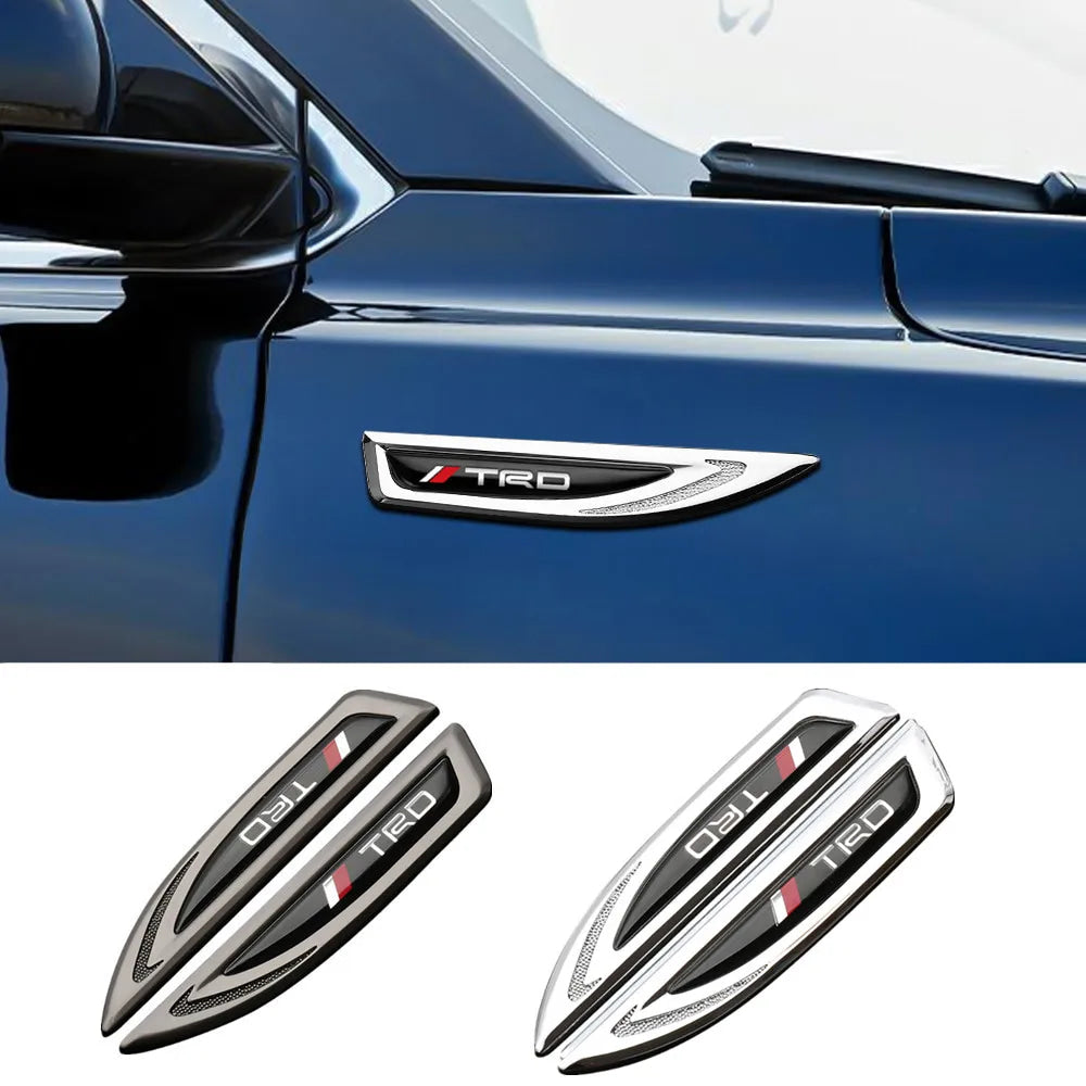 2Pcs Car Metal Car Wing Side Emblem Fender Stickers For Toyota Rav4 TRD Prado Hilux Corolla Auris Prius Camry Venza