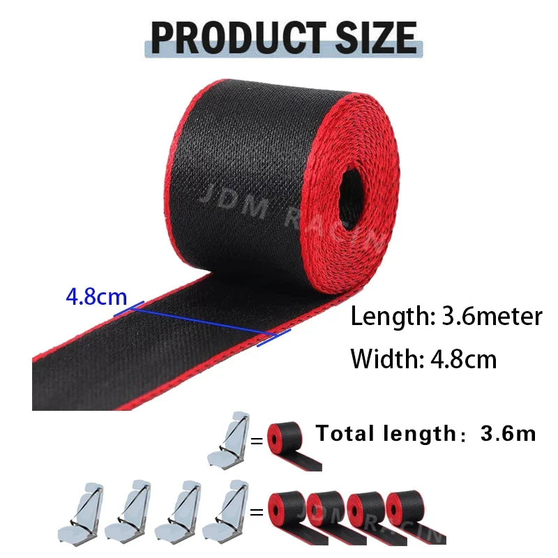3.6meter Car Seat Belt Webbing Polyester Seat Lap Nylon Safety Strap 48MM Width Car Seat Conversion Car Accessories DIY