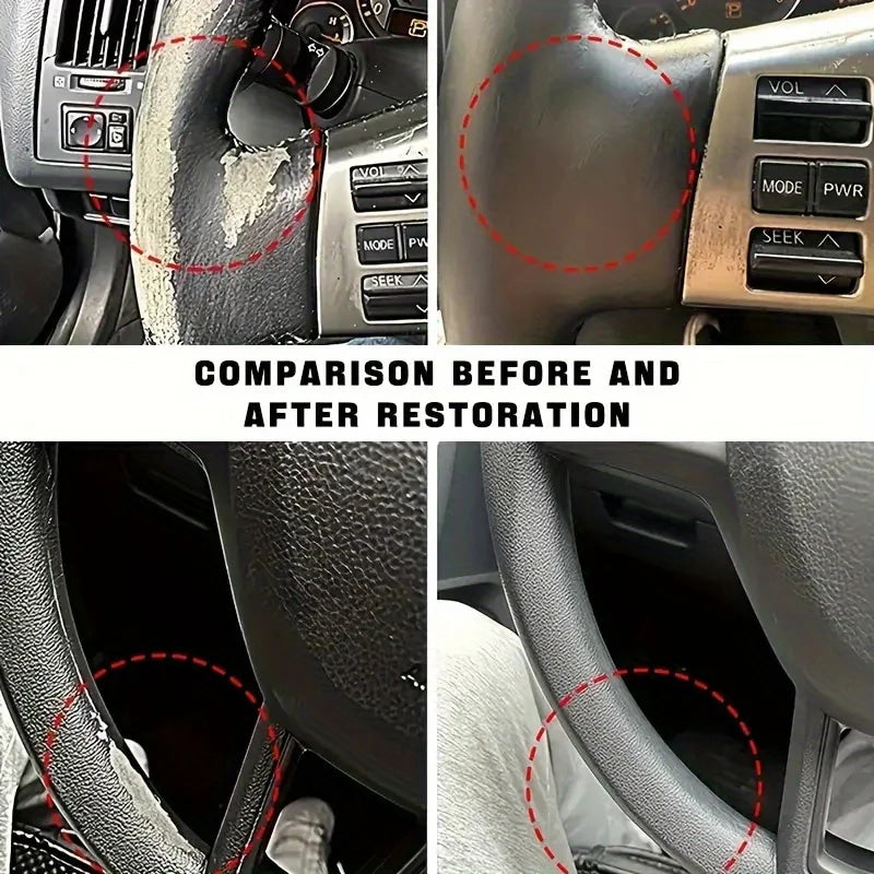 Car Interior Gloss Restoration Wax - Plastic Parts Refurbishment, Repair of Yellowed Black Car Body - Effectively Removes Scratches and Restores the Black Shine of Tires and Plastics