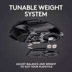 Ratón para Juegos Logitech G502, Cómodo, Ergonómico, Inalámbrico, Alta Sensibilidad, Antideslizante, Apto para Uso Prolongado en Esports