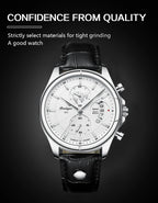 POEDAGAR Luxury Man Wristwatch Chronograph Date Waterproof Leather Men Watch Casual Quartz Men's Watches Sports Male Clock Reloj