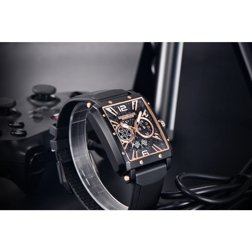 2026 New Pagani Design PD1725 Men Square Quartz Watch Chronograph 42MM Sapphire Glass Waterproof Racing Sports Silicone reloj