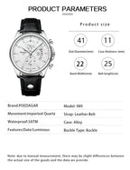 POEDAGAR Luxury Man Wristwatch Chronograph Date Waterproof Leather Men Watch Casual Quartz Men's Watches Sports Male Clock Reloj