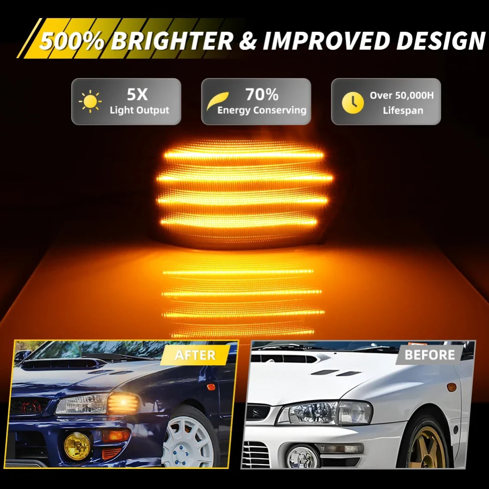 2X Front Corner Side Marker Light Parking Light Turn Signal Light LED For 1995 1996 1997 1998 1999 2000 2001 Subaru Impreza WRX