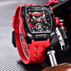 PAGANI DESIGN-reloj mecánico automático para hombre, barril de vino, tienda, estilo Venom, resistente al agua, lente de zafiro de goma, hueco