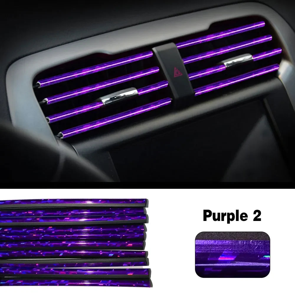 10 Uds. De accesorios coloridos para coche, bricolaje, salida de aire acondicionado Interior, rejilla de ventilación, tira decorativa cromada, decoración de estilo de coche