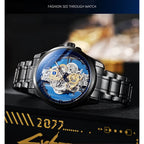 TPW Hot Trendy Fashion Wholesale Men Golden Black Blue Skeleton NOT Automatic Watch Quartz Wrist Watches Luxury 2024
