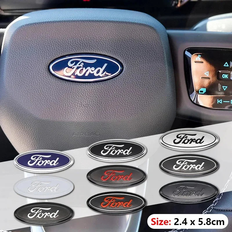 58x22mm Car Steering Wheel Emblem Sticker Cover For Ford F-150 Lightning Model T Tourneo Custom RS200 Auto Upgrade Decoration