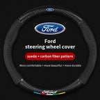 For Ford Mondeo Focus Raptor Puma Edge Explorer Ecosport Ranger F150 Kuga Car Suede Carbon fiber Anti-slip Steering Wheel Cover