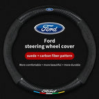 For Ford Mondeo Focus Raptor Puma Edge Explorer Ecosport Ranger F150 Kuga Car Suede Carbon fiber Anti-slip Steering Wheel Cover