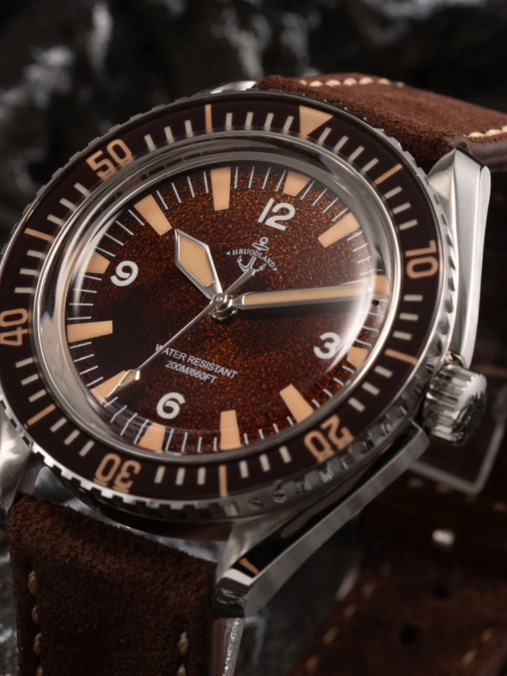 Hruodland F025 Retro Sport Men Watch HZ2565 Automatic Mechanical Stainless Steel Leather Strap Diving  reloj hombre watch for me