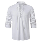 New Men's Casual Blouse Cotton Linen Shirt Tops Long Sleeve Tee Shirt Spring Autumn Slanted Placket Vintage Yoga Shirts