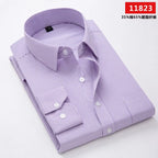Men's long-sleeved shirt loose version flat hem striped business formal middle-aged and elderly straight shirt