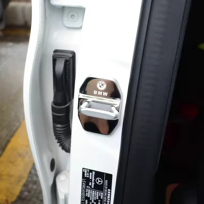 4Pcs Zinc Alloy  Car Door Lock Buckle Protection Cover Anti-Collision Shock Absorbing Cushion Stickers For BMW G80 G06 G07 G42 G