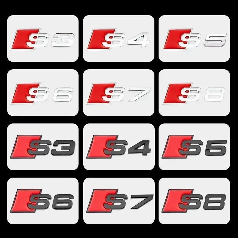 New 1Pcs Audi RS S3 S4 S5 S6 S7 S8 A3 A4 A5 A6 A7 A8 Q3 Q5 Q7 TT 3D Car Emblem Sticker Rear Trunk Body Emblem Badge Stickers