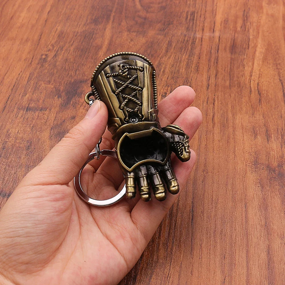 Movies The Avengers Thanos Infinity Gauntlet Bottle Opener Keychain Backpack Accessories Kids Keyrings Holder Pendant Gift