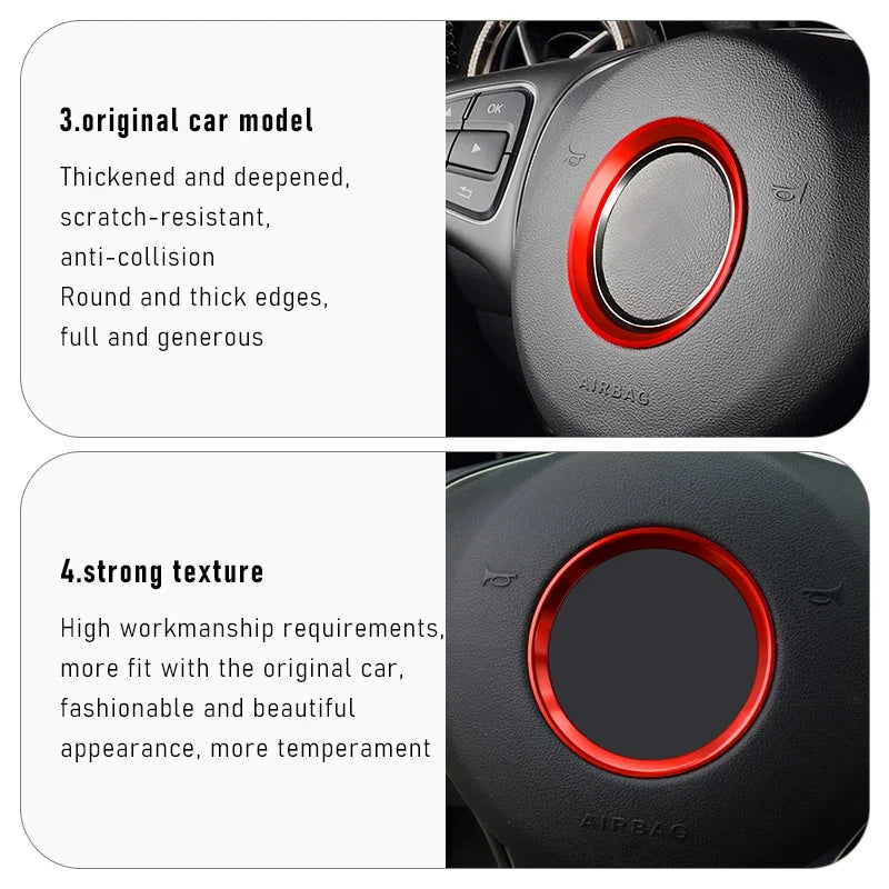 Car Steering Wheel Aluminum Alloy Ring Trim Sticker For Mercedes Benz A C E Class CLA GLA GLC GLE GLK W204 W212 C117