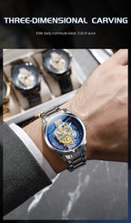 TPW Hot Trendy Fashion Wholesale Men Golden Black Blue Skeleton NOT Automatic Watch Quartz Wrist Watches Luxury 2024