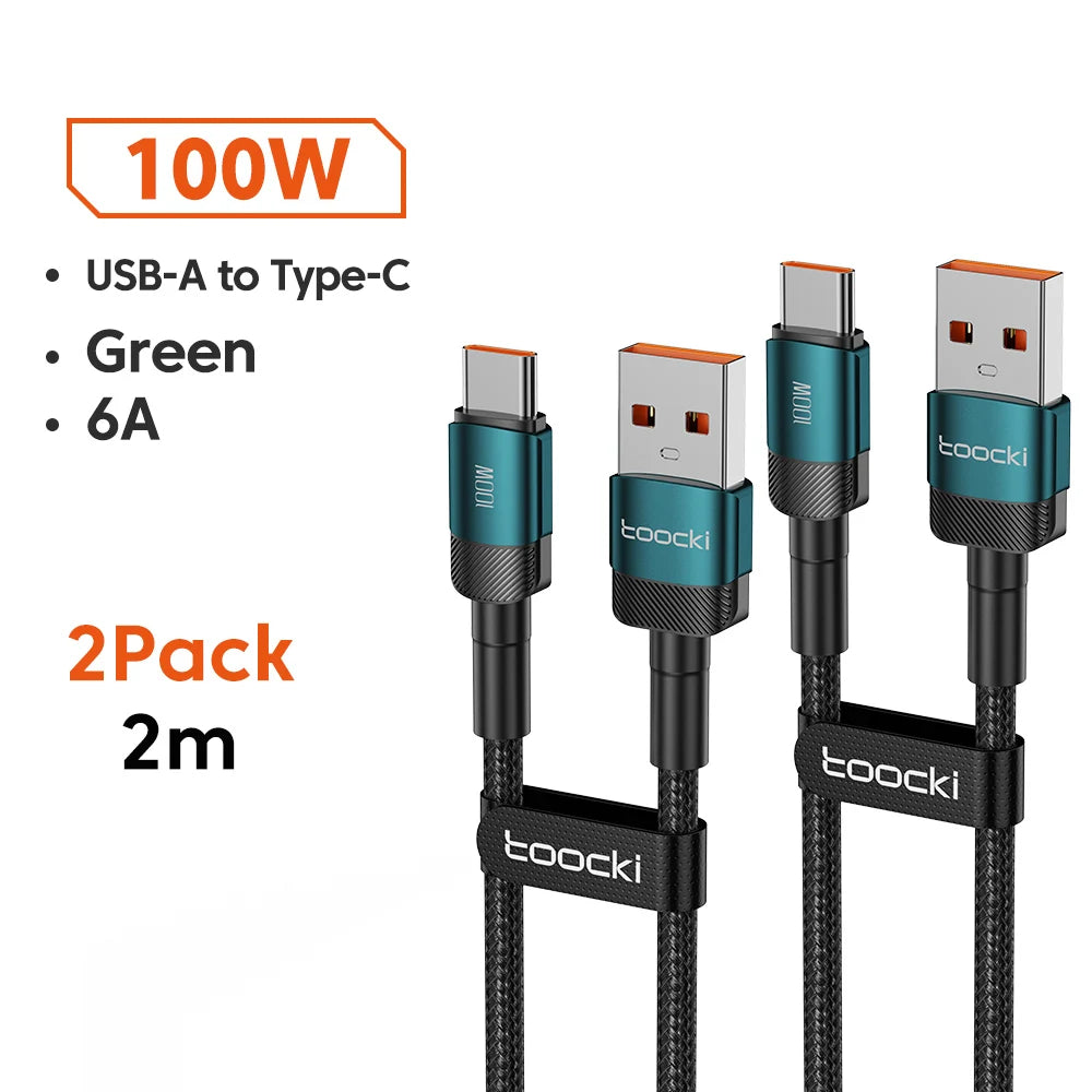 Toocki 6A Cable USB a tipo C para Huawei Xiaomi PD 100W cargador de carga rápida Cable de datos USB C carga rápida para Samsung Oneplus