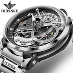 OUPINKE 3278 relojes automáticos para hombre volante de inercia esqueleto de lujo Original diseñador italiano colaboración relojes mecánicos para hombres