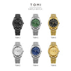 TOMI New Men's Watch Brooch Ring Gift Box Set Luxury Business Stainless Steel Strap Men's Calendar Casual Quartz Watch Reloj