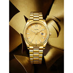 TOMI New Men's Watch Brooch Ring Gift Box Set Luxury Business Stainless Steel Strap Men's Calendar Casual Quartz Watch Reloj