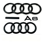 ABS 4Ring Logo For AUDI Quattro A6 2012-2017 Car Hood Front Grill Rear Trunk Emblem Gloss Black Sticker Sline Accessories
