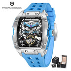PAGANI DESIGN-reloj mecánico automático para hombre, barril de vino, tienda, estilo Venom, resistente al agua, lente de zafiro de goma, hueco