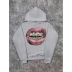 Men's hoodie, casual pink lip print hoodie retro comfortable sweatshirt casual high-quality hoodie