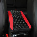Checkered PU Leather Car Armrest Pad Embroidered Center Console Interior Accessory for All Seasons  WOMEN