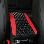 Checkered PU Leather Car Armrest Pad Embroidered Center Console Interior Accessory for All Seasons  WOMEN