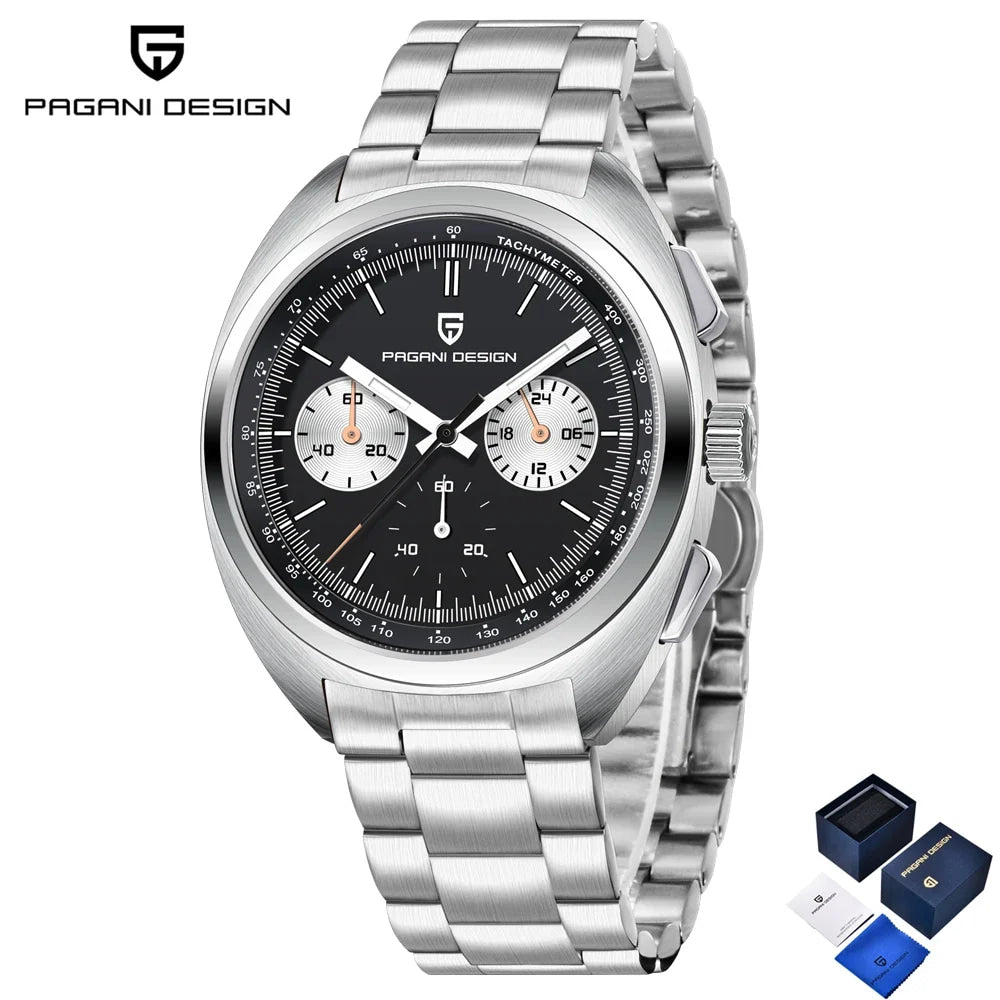 PAGANI DESIGN Panda Mens Watches Quartz Luxury Watch For Men Chronograph VK63 Wristwatches AR Sapphire Waterproof Luminous Clock
