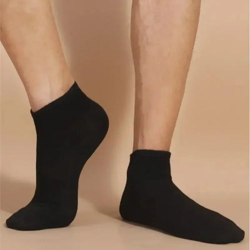 10 pares de calcetines para hombre, calcetines deportivos transpirables, calcetines náuticos de Color sólido, calcetines tobilleros de algodón cómodos, blanco y negro