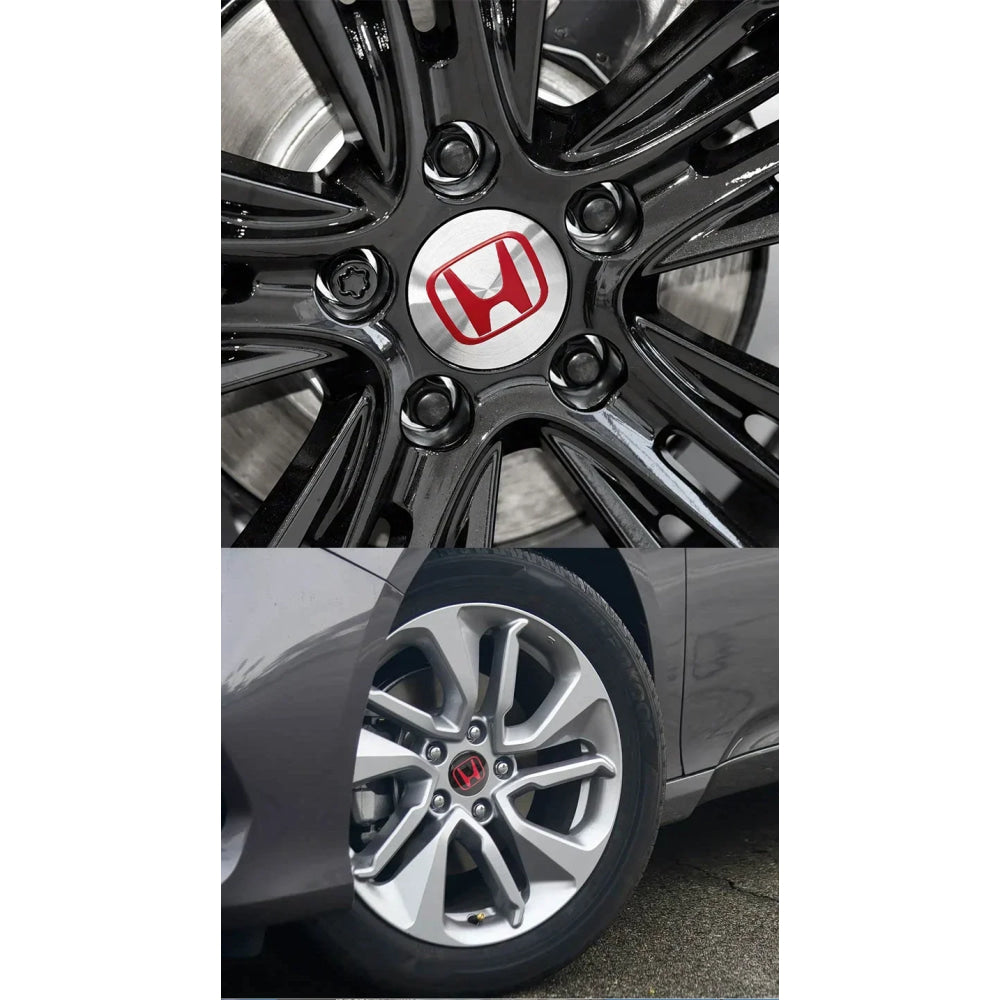 4pcs 56mm 60mm 65mm Car Wheel Center Covers Badge Sticker Stickers For Honda Civic XR-V HR-V Accord Odyssey CRV Insight Fit