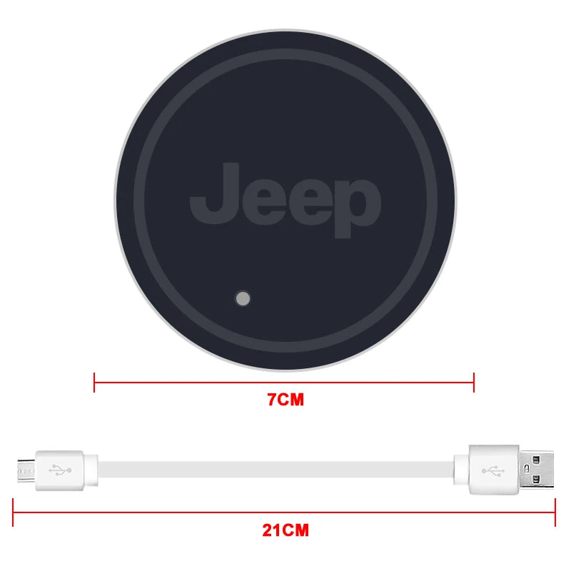 2Pcs LED Car Luminous Water Cup Pad Atmosphere Light Auto Accessories For Jeep Wrangler Renegade Compass Gladiator Cherokee Patr