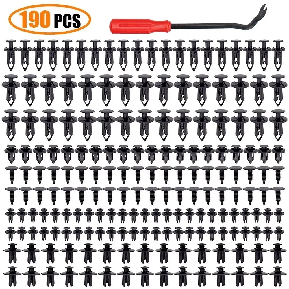 190pcs Car Retainer Clips 6 Size Plastic Fasteners Kit Auto Trim Panel Clip Mixed Car Body Bumper Rivet Set
