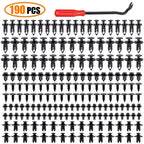 190pcs Car Retainer Clips 6 Size Plastic Fasteners Kit Auto Trim Panel Clip Mixed Car Body Bumper Rivet Set
