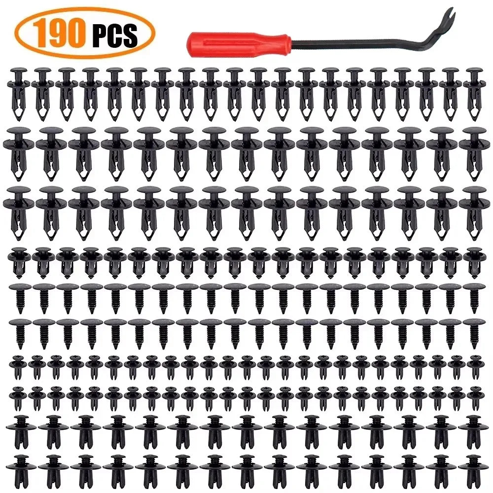 190pcs Car Retainer Clips 6 Size Plastic Fasteners Kit Auto Trim Panel Clip Mixed Car Body Bumper Rivet Set