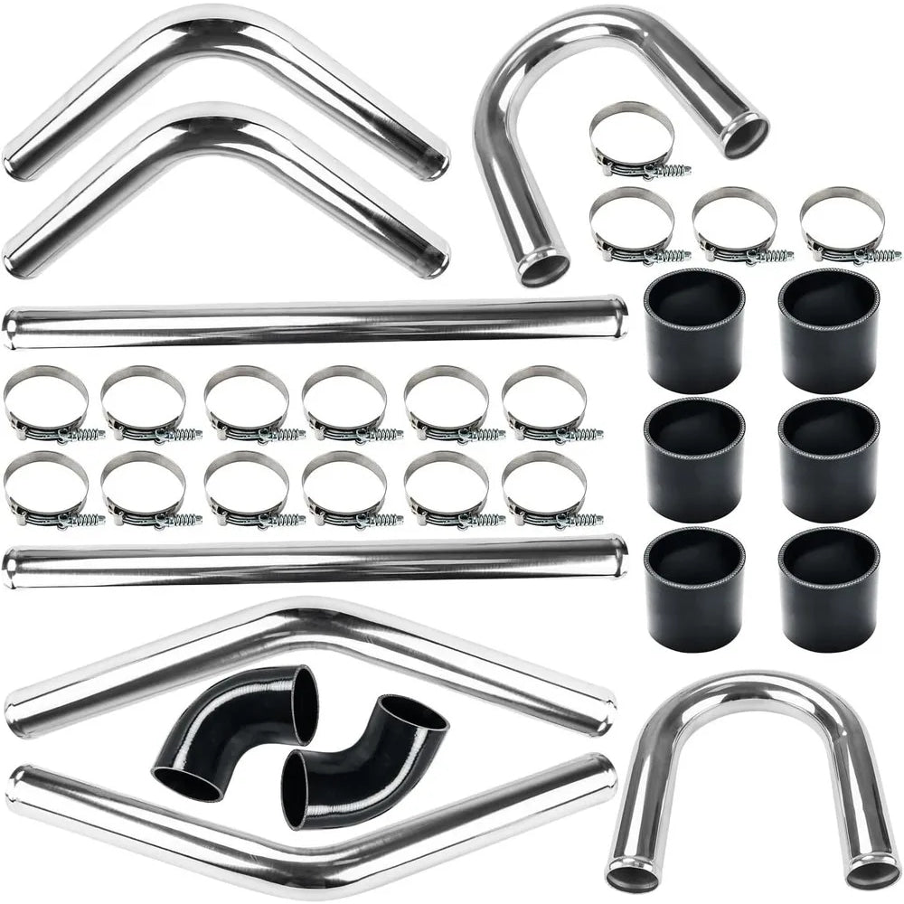 2 Inch Universal Turbo Intercooler Piping +Silicone Coupler + Clamp Kit Aluminum