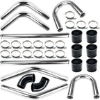2 Inch Universal Turbo Intercooler Piping +Silicone Coupler + Clamp Kit Aluminum
