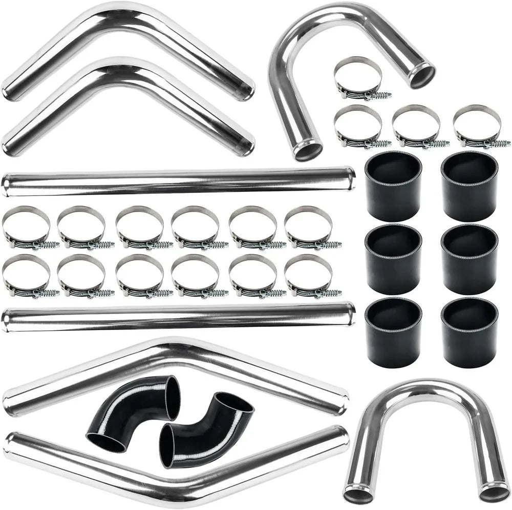 2 Inch Universal Turbo Intercooler Piping +Silicone Coupler + Clamp Kit Aluminum