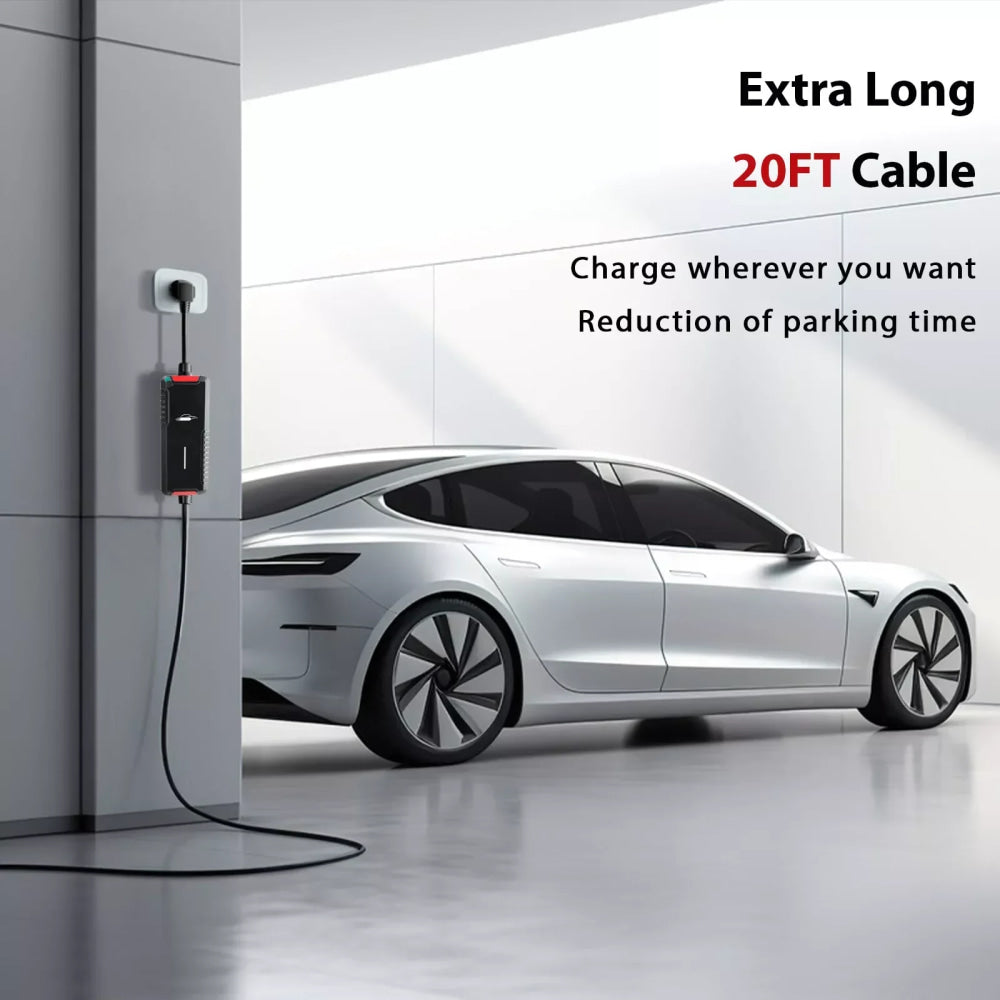 Portable Electric Vehicle Charger 16A 110V Level 1&2 20FT NEMA 6-20 J1772