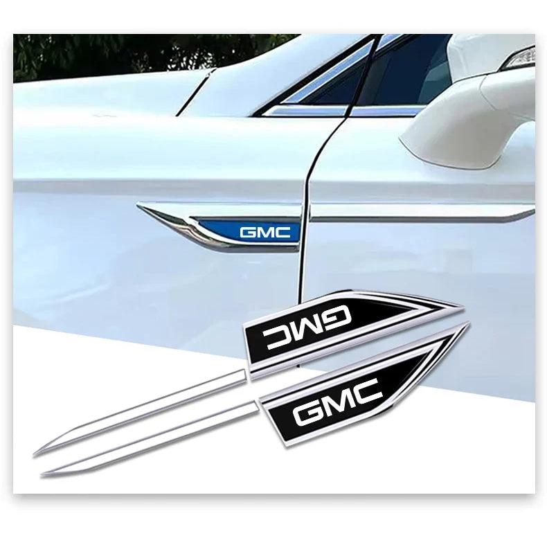 2pcs Car Blade Shape Side Fender Logo Badge Emblem Sticker For GMC Terrain Sierra ornament 1500 Yukon Acadia Savana