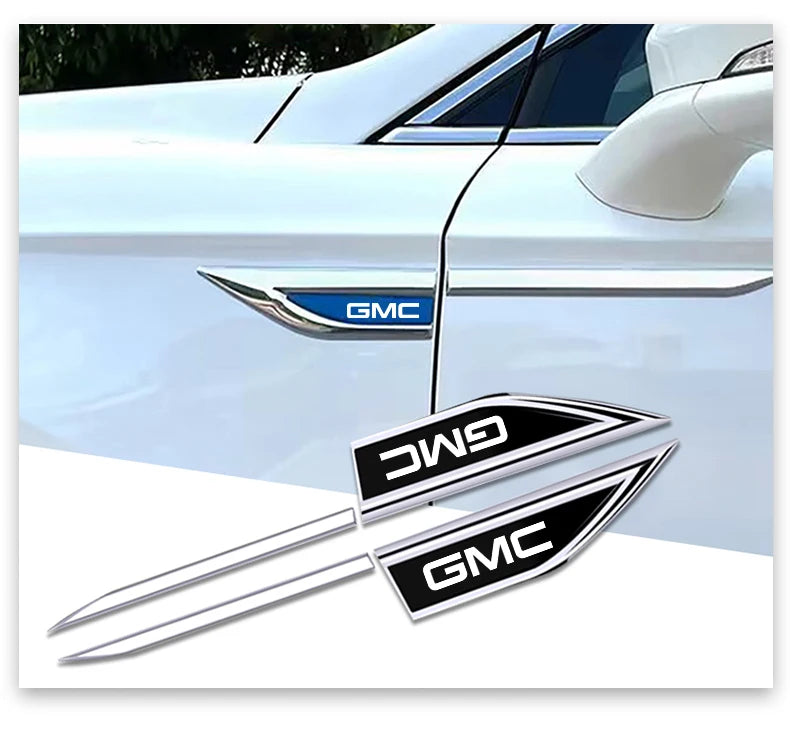 2pcs Car Blade Shape Side Fender Logo Badge Emblem Sticker For GMC Terrain Sierra ornament 1500 Yukon Acadia Savana
