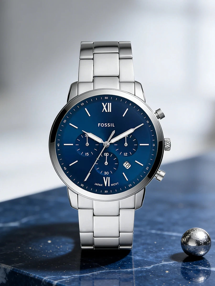 FOSSIL FS5792 Mens Quartz Watch 44mm Blue Sunray Dial Stainless Steel Chronograph Sport Business Wristwatch Relogio Masculino
