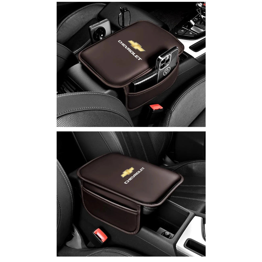 Car Armrest Cushion Leather Arm Rest Box Pad With Storage Bag For Chevrolet Corvette Montana TrailBlazer Silverado Traverse Bolt